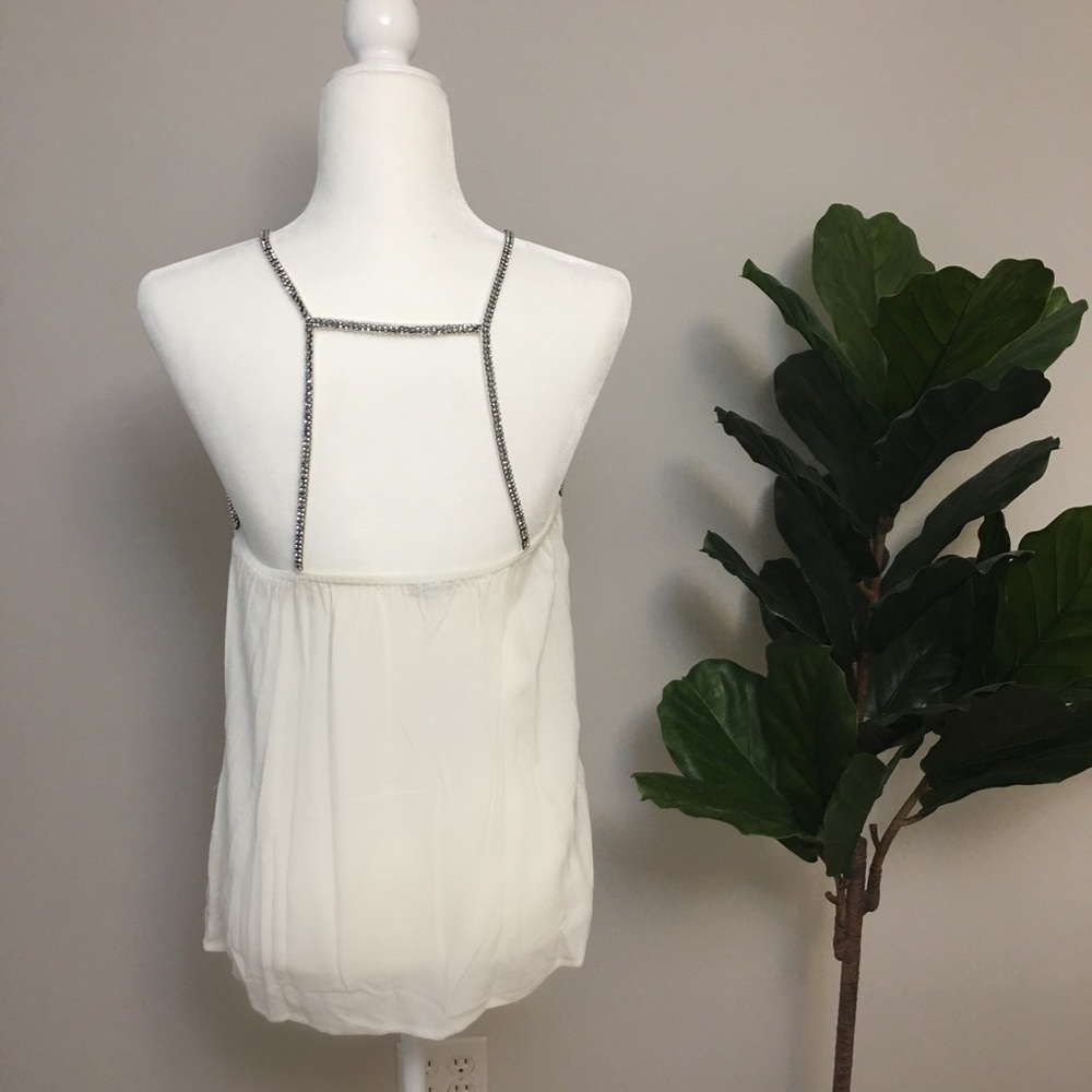 White Rhinestone Strap Tank - Picture 2 of 4